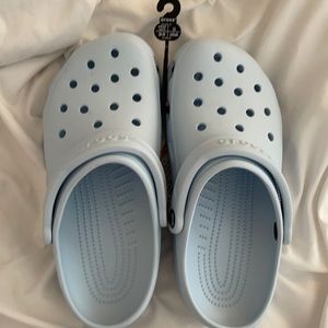 Light pastel blue crocs